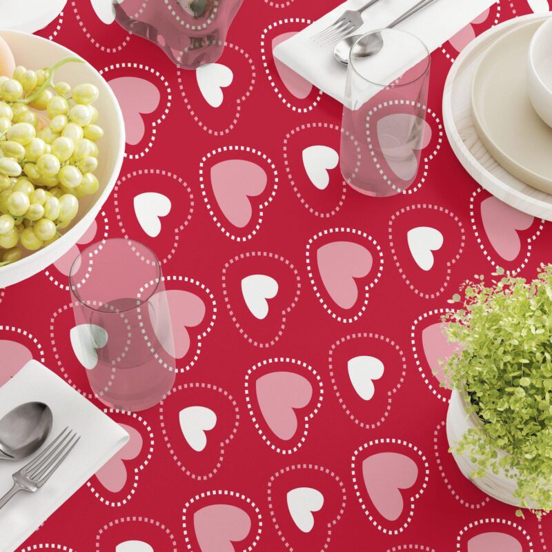 Square Tablecloth, 100% Polyester, 70x70 , Hearts in Stitches - Image 3