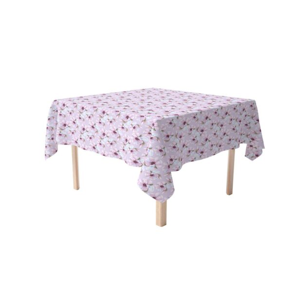 Square Tablecloth, 100% Polyester, 70x70 , Brush Stroke Purple Flowers