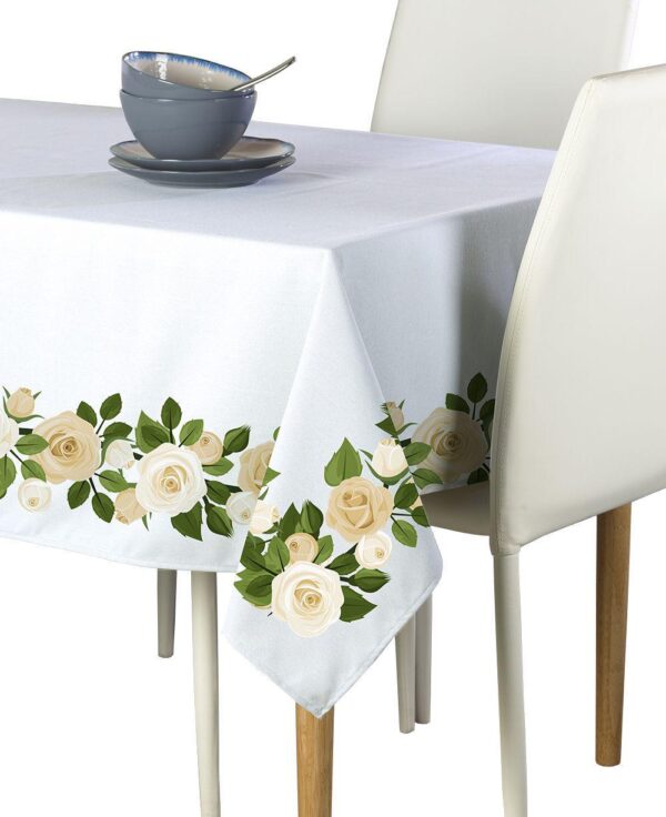 Square Tablecloth, 100% Polyester, 70x70 , Wedding White Roses Garland