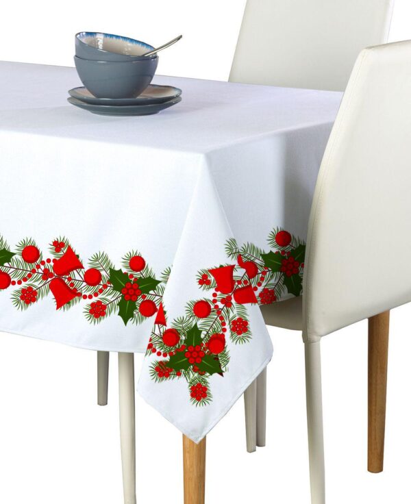 Square Tablecloth, 100% Polyester, 70x70 , Holly and Bells Garland