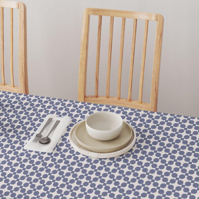 Square Tablecloth, 100% Cotton, 60x60 , Blue Dot Design - Image 4