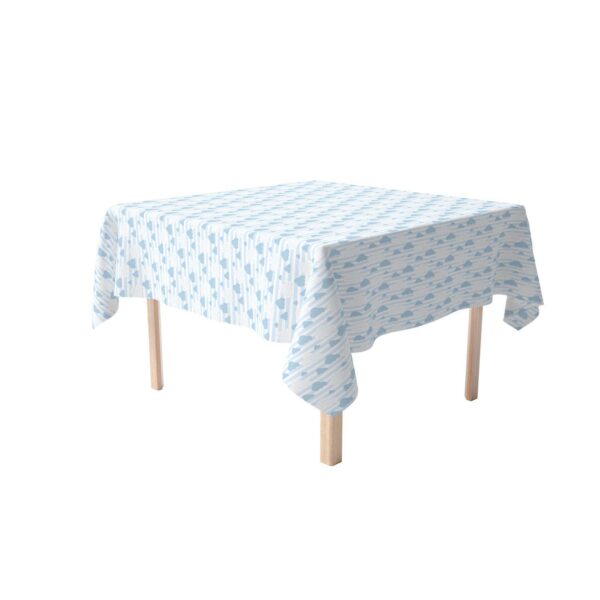 Square Tablecloth, 100% Polyester, 70x70 , Blue Clouds and Stripes