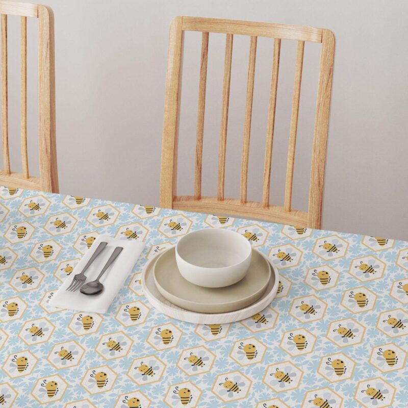 Square Tablecloth, 100% Polyester, 60x60 , Cartoon Honeycomb Bees - Image 4
