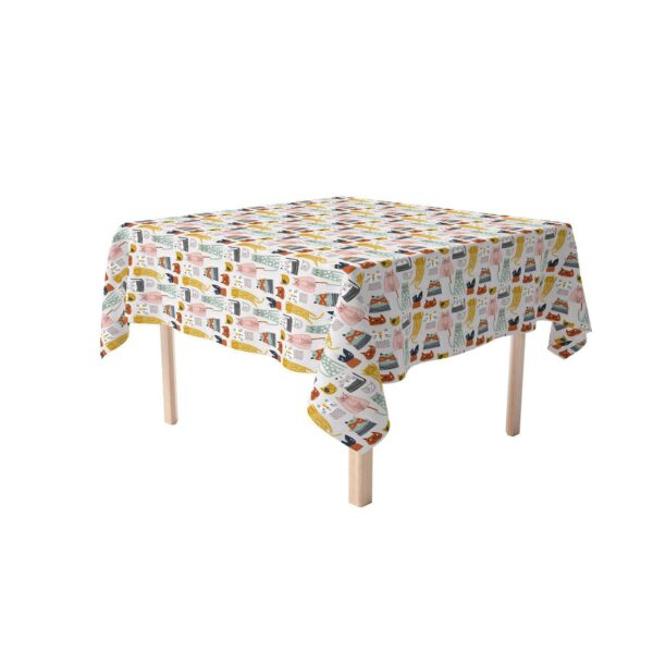 Square Tablecloth, 100% Cotton, 60x60 , Cats with Attitude