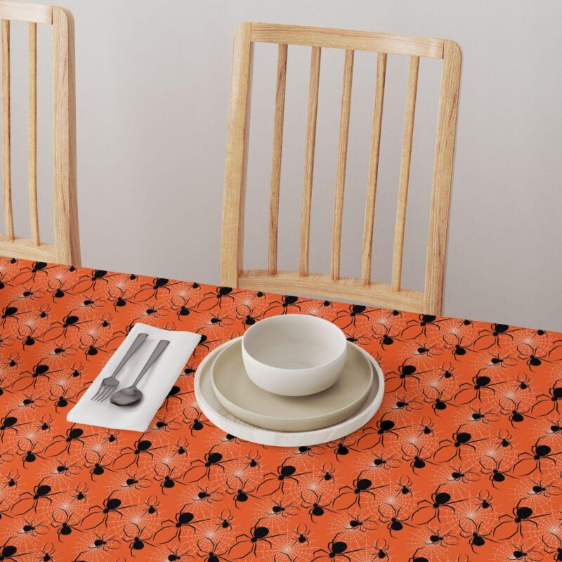Square Tablecloth, 100% Polyester, 60x60 , Halloween Spiders Web - Image 4