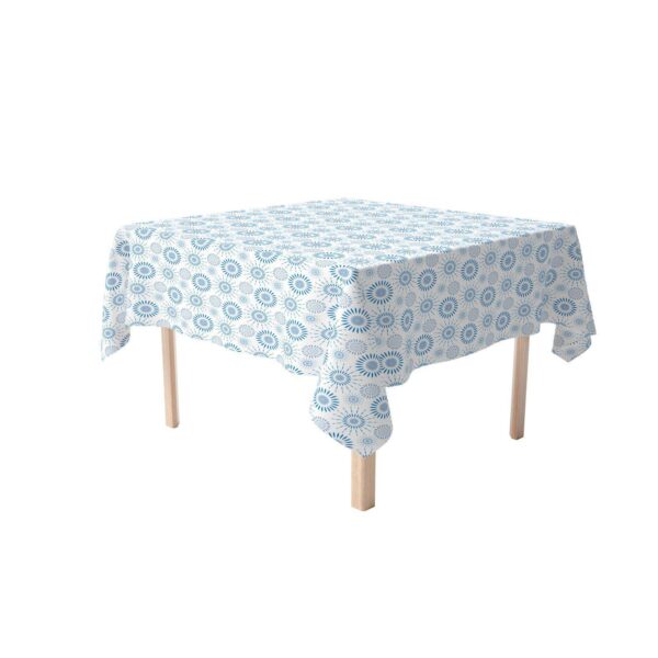 Square Tablecloth, 100% Cotton, 60x60 , Blue Fireworks Pattern