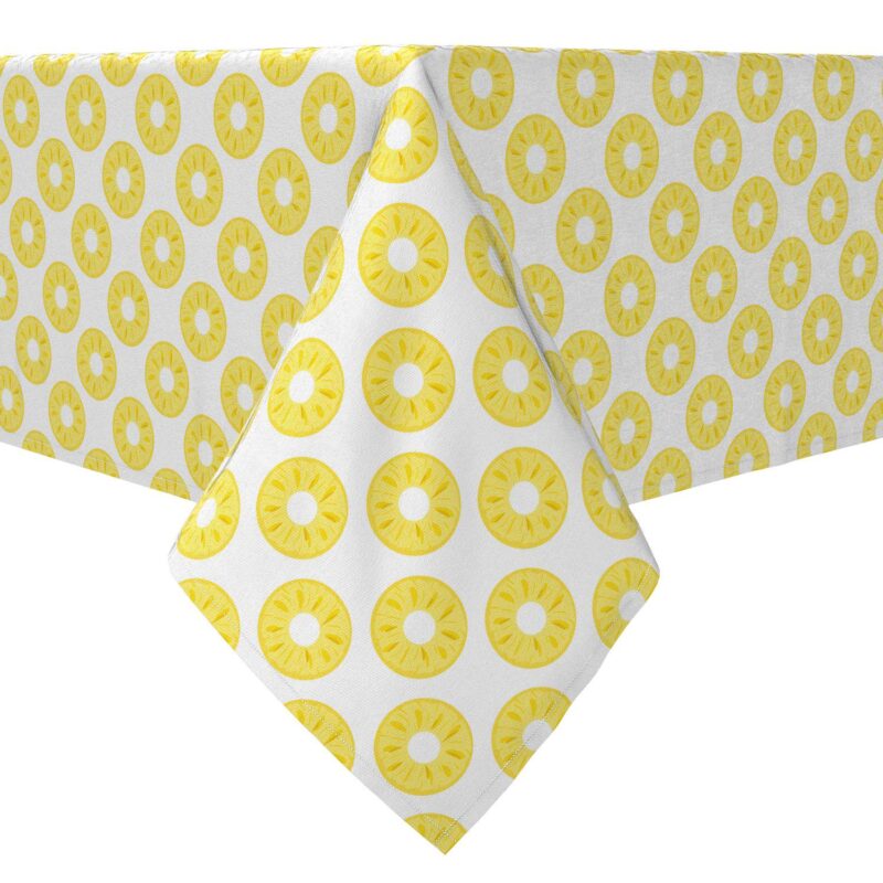 Square Tablecloth, 100% Cotton, 60x60 , Summer Pineapple Slices