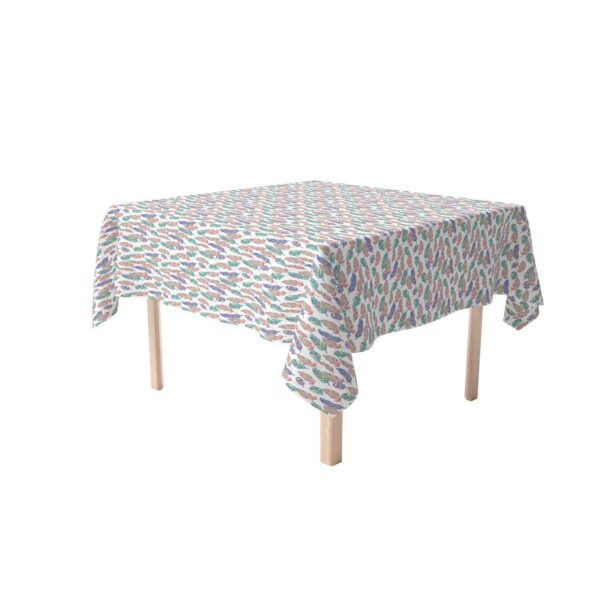 Square Tablecloth, 100% Cotton, 60x60 , Doodle Patterned Feathers