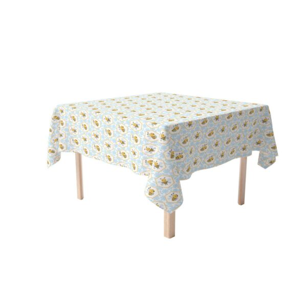 Square Tablecloth, 100% Polyester, 70x70 , Cartoon Honeycomb Bees