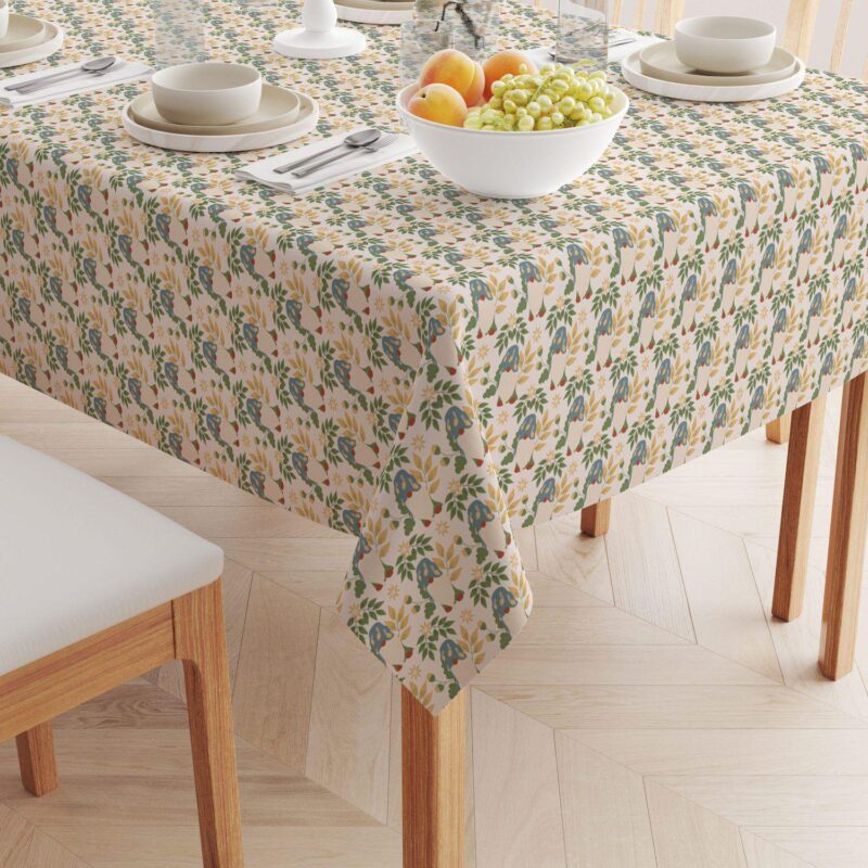 Square Tablecloth, 100% Polyester, 60x60 , Cute Gnomes and Flowers - Image 2