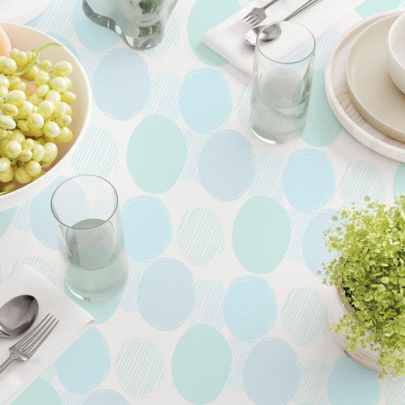 Square Tablecloth, 100% Polyester, 70x70 , Blue Polka Dot Scribble - Image 3