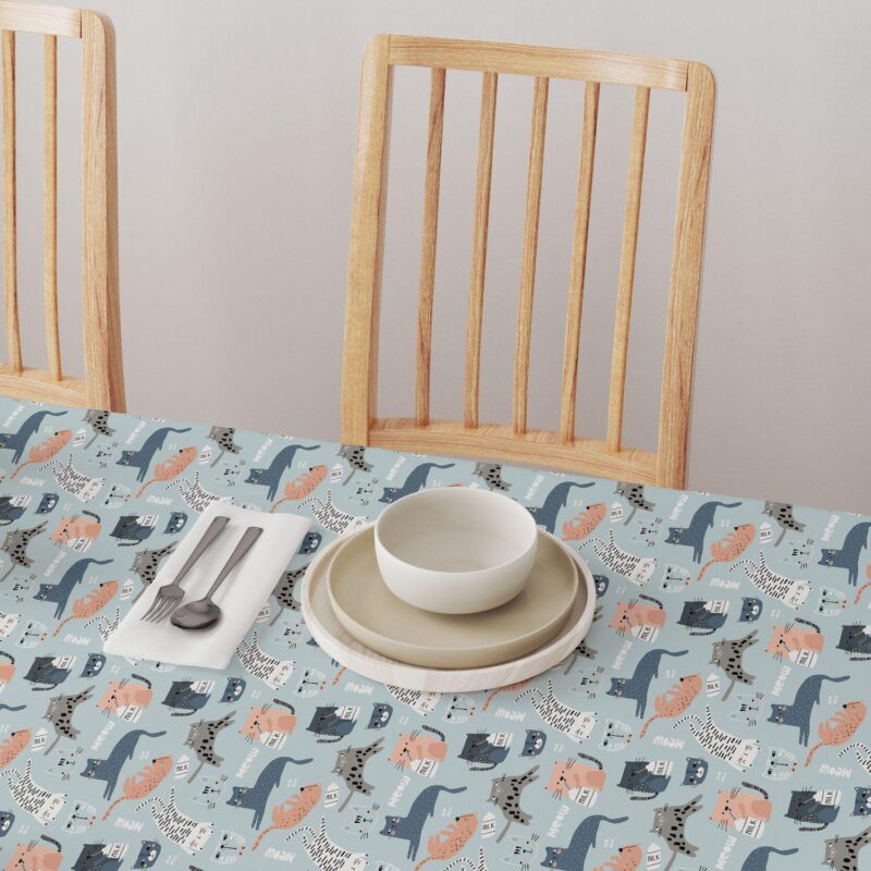 Square Tablecloth, 100% Polyester, 60x60 , Cats Background - Image 4