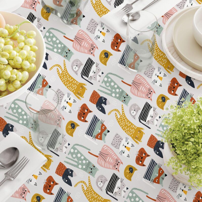 Square Tablecloth, 100% Cotton, 60x60 , Cats with Attitude - Image 3