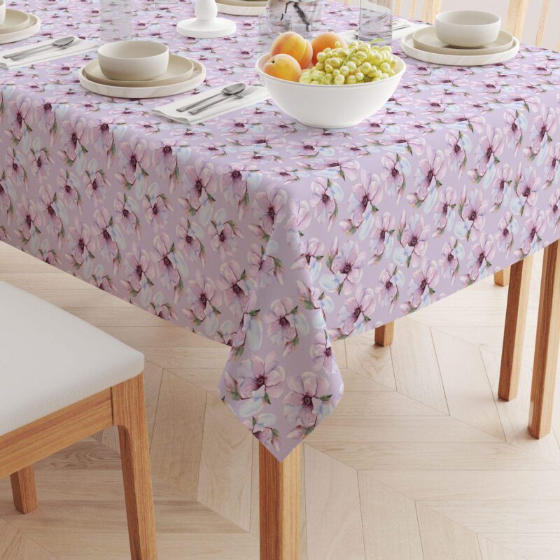 Square Tablecloth, 100% Polyester, 70x70 , Brush Stroke Purple Flowers - Image 2