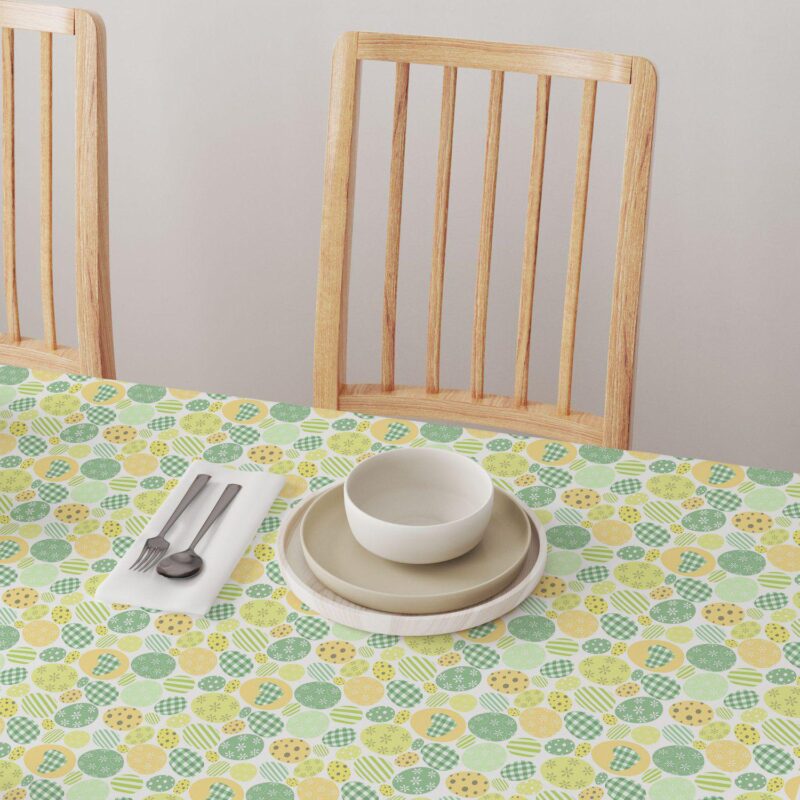 Square Tablecloth, 100% Polyester, 60x60 , Green and Yellow Pastel Easter Eggs - Image 4