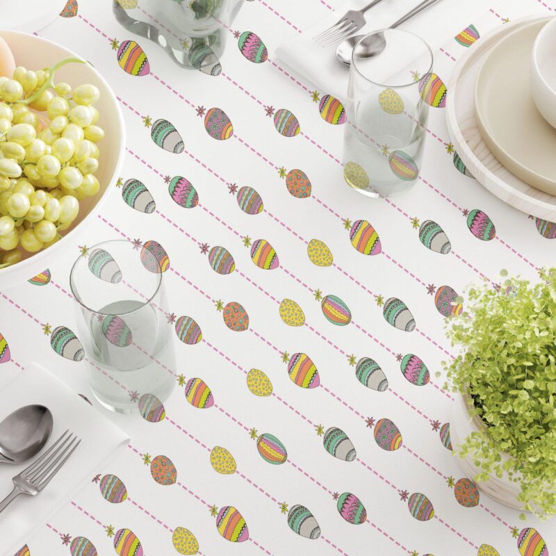Square Tablecloth, 100% Cotton, 60x60 , Easter Egg Stripe - Image 3