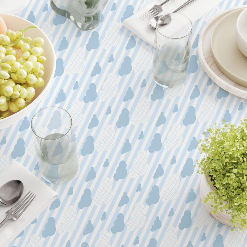Square Tablecloth, 100% Polyester, 70x70 , Blue Clouds and Stripes - Image 3