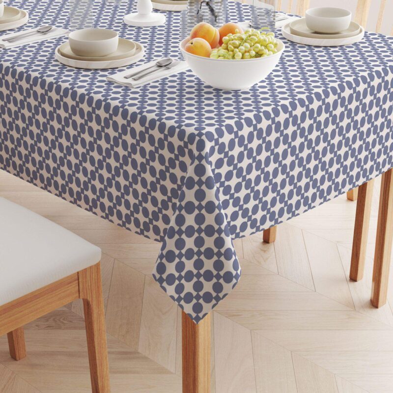 Square Tablecloth, 100% Cotton, 60x60 , Blue Dot Design - Image 2