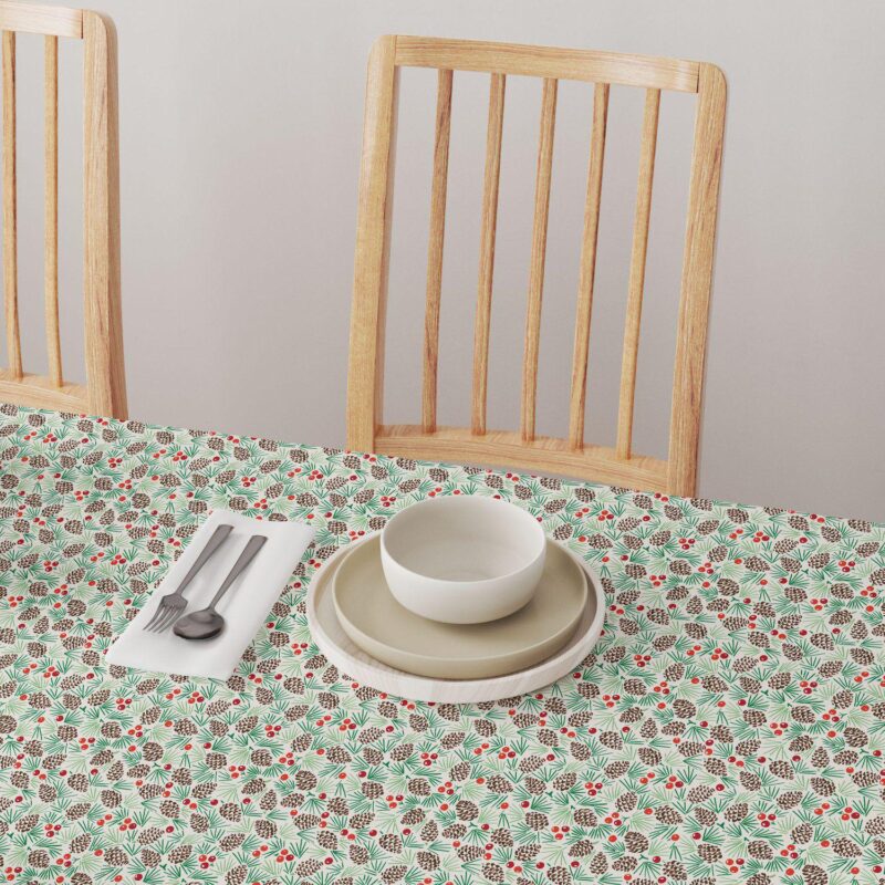 Square Tablecloth, 100% Polyester, 70x70 , Holiday Foliage and Berries - Image 4