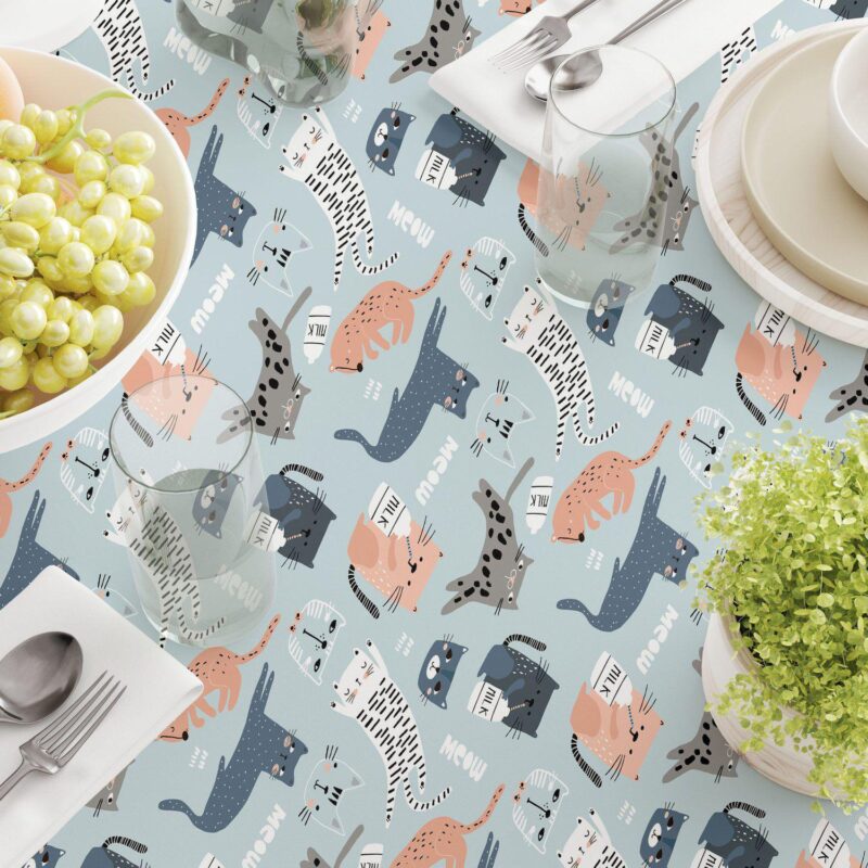 Square Tablecloth, 100% Polyester, 60x60 , Cats Background - Image 3