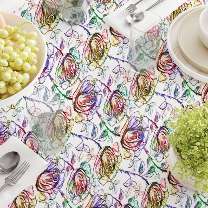 Square Tablecloth, 100% Cotton, 52x52 , Floral 195 - Image 3