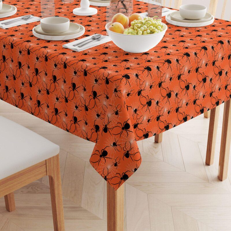 Square Tablecloth, 100% Polyester, 60x60 , Halloween Spiders Web - Image 2