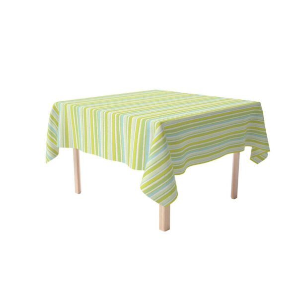 Square Tablecloth, 100% Polyester, 70x70 , Green Stripes and Ink Splatter