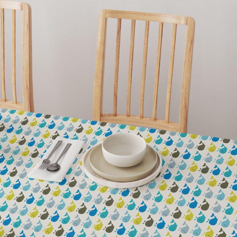 Square Tablecloth, 100% Polyester, 60x60 , Happy Whales - Image 4