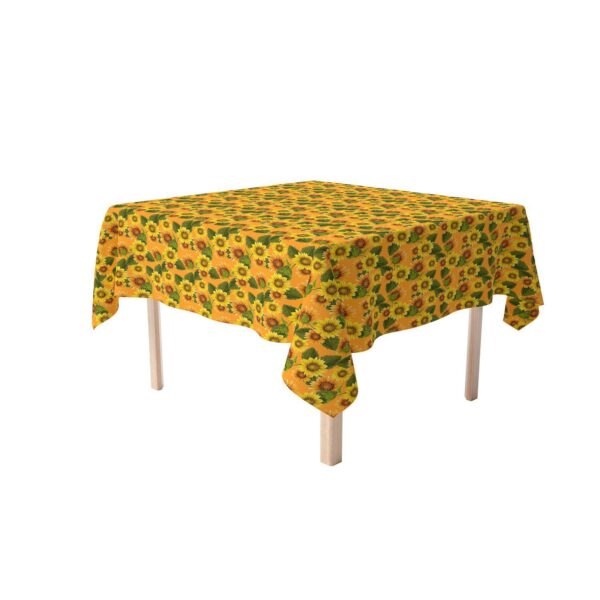 Square Tablecloth, 100% Polyester, 60x60 , Sunflowers on Orange Background