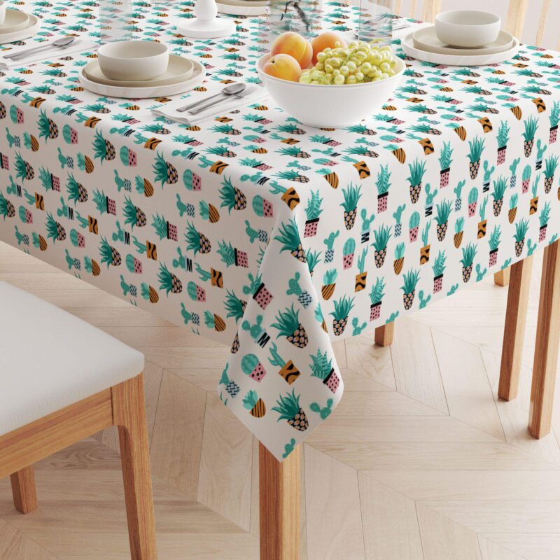 Square Tablecloth, 100% Cotton, 60x60 , Cute Cactus Plants - Image 2