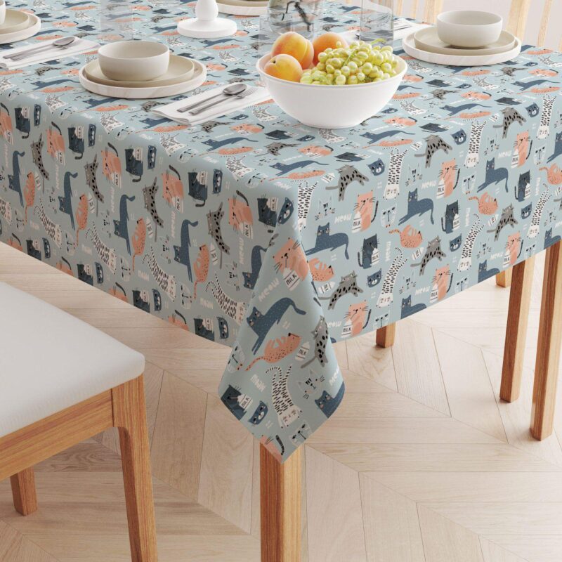 Square Tablecloth, 100% Polyester, 60x60 , Cats Background - Image 2