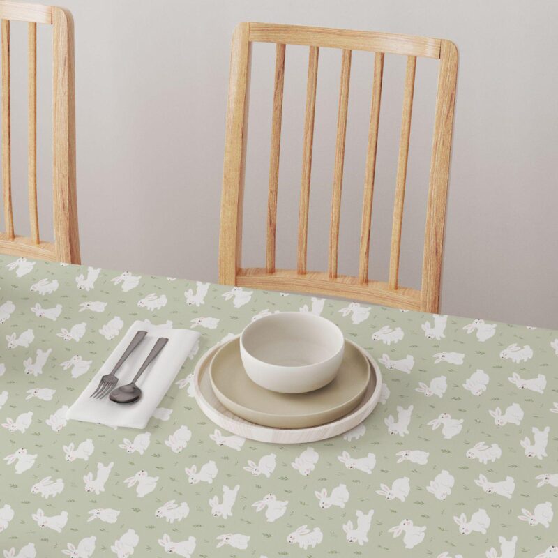 Square Tablecloth, 100% Cotton, 60x60 , Bunnies in the Grass - Image 4