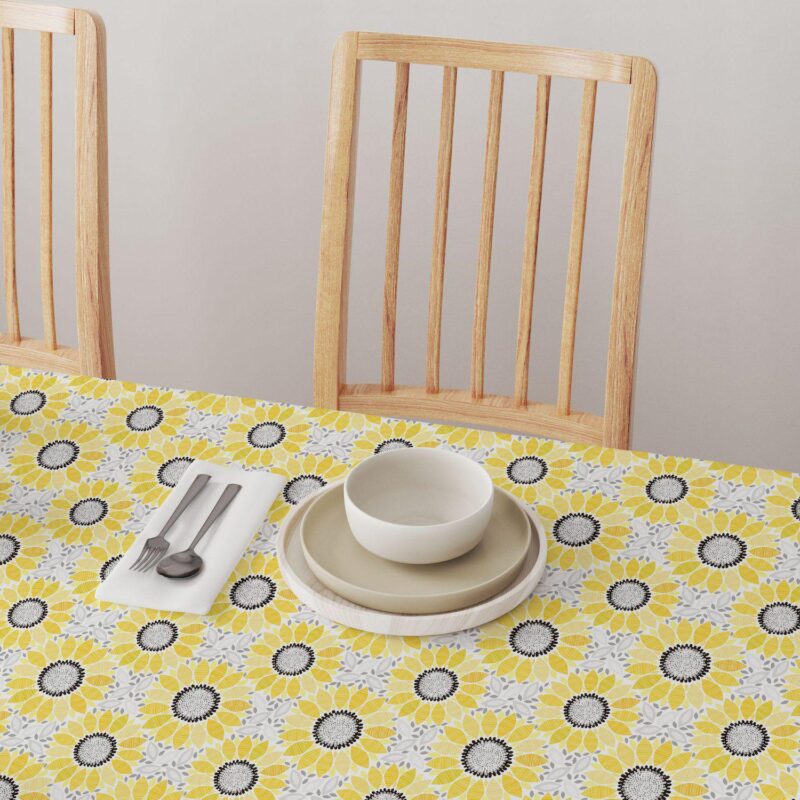 Square Tablecloth, 100% Polyester, 70x70 , Abstract Sunflowers - Image 4