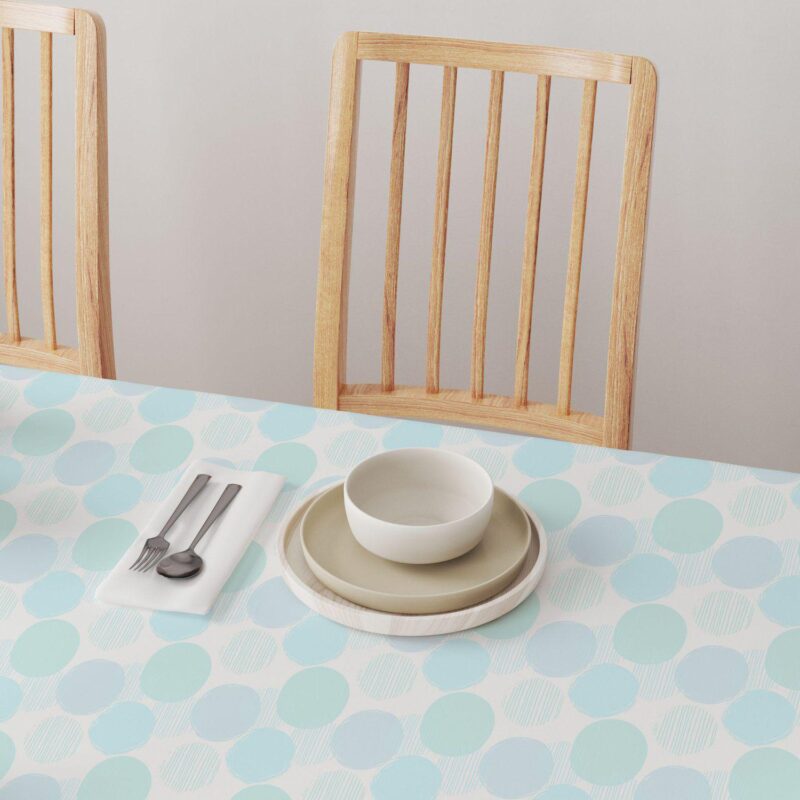 Square Tablecloth, 100% Polyester, 70x70 , Blue Polka Dot Scribble - Image 4