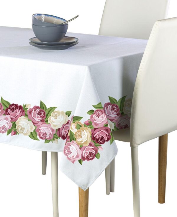 Square Tablecloth, 100% Polyester, 60x60 , Peonies Garland