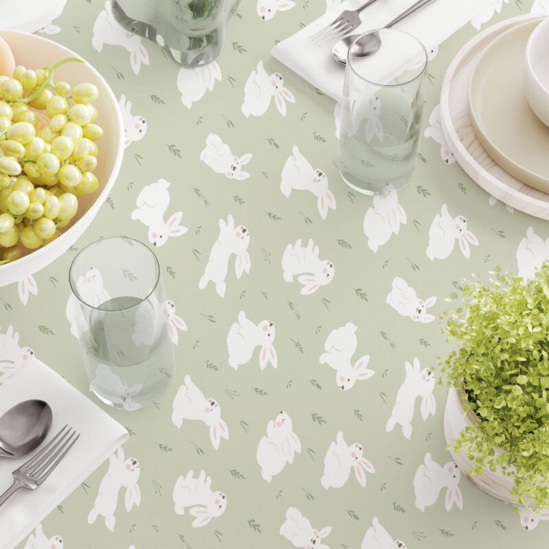 Square Tablecloth, 100% Cotton, 60x60 , Bunnies in the Grass - Image 3