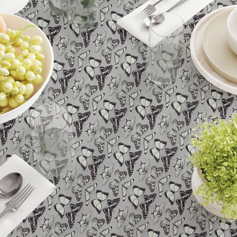 Square Tablecloth, 100% Polyester, 60x60 , Butterflies Tile Design - Image 3