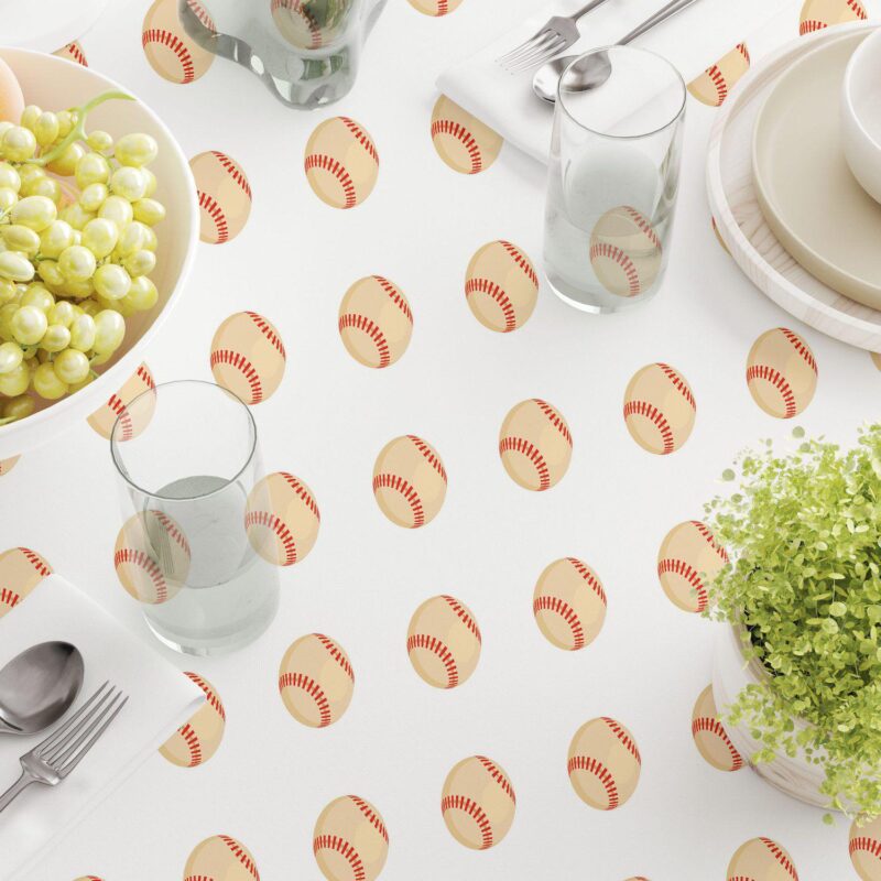 Square Tablecloth, 100% Polyester, 70x70 , Baseballs - Image 3