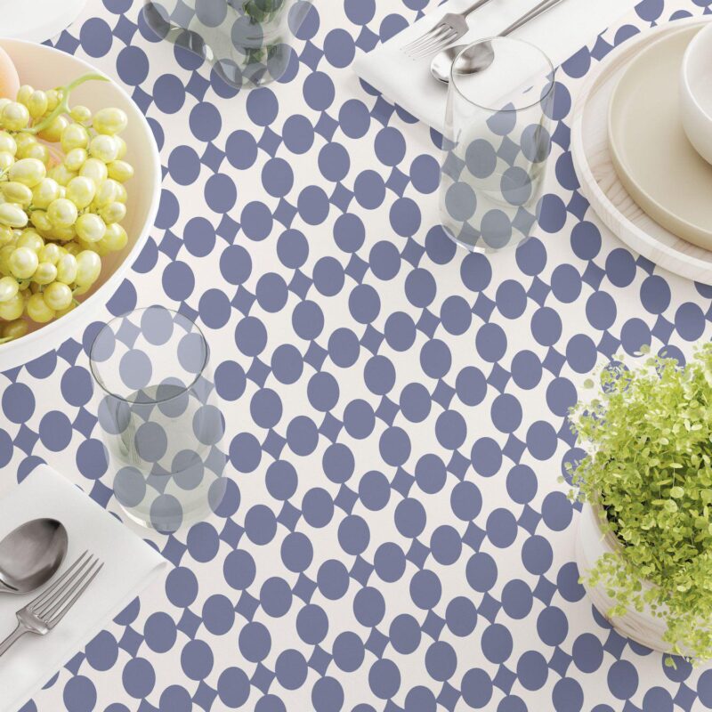 Square Tablecloth, 100% Cotton, 60x60 , Blue Dot Design - Image 3