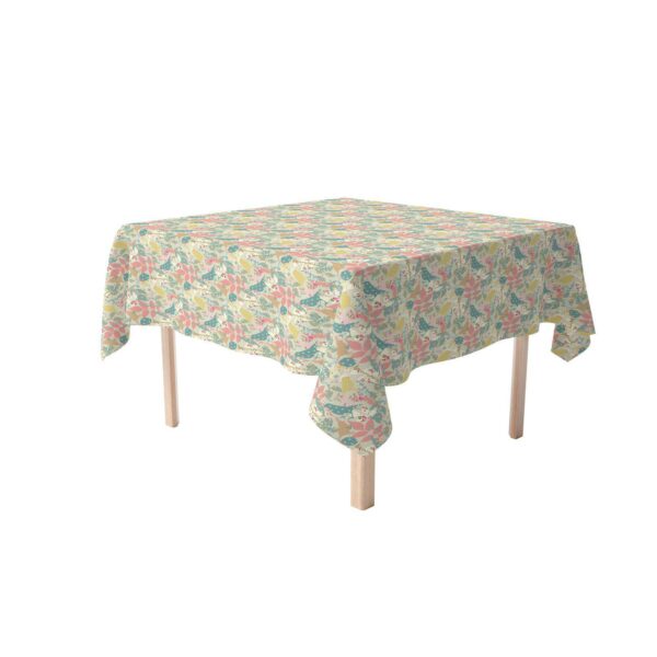 Square Tablecloth, 100% Polyester, 70x70 , Decorated Birds and Flowers