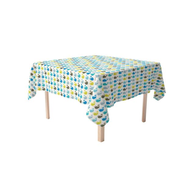 Square Tablecloth, 100% Polyester, 60x60 , Happy Whales