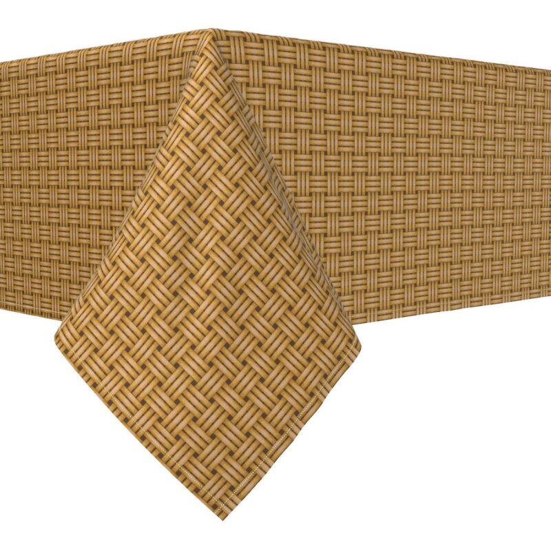 Square Tablecloth, 100% Polyester, 60x60 , Wicker Reed Fence