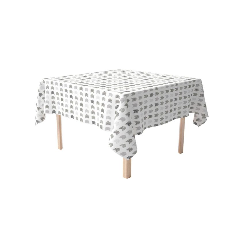 Square Tablecloth, 100% Polyester, 60x60 , Grey Geometric Arrows