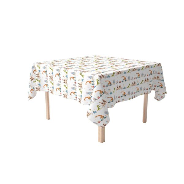 Square Tablecloth, 100% Polyester, 60x60 , Animals on Bikes Design