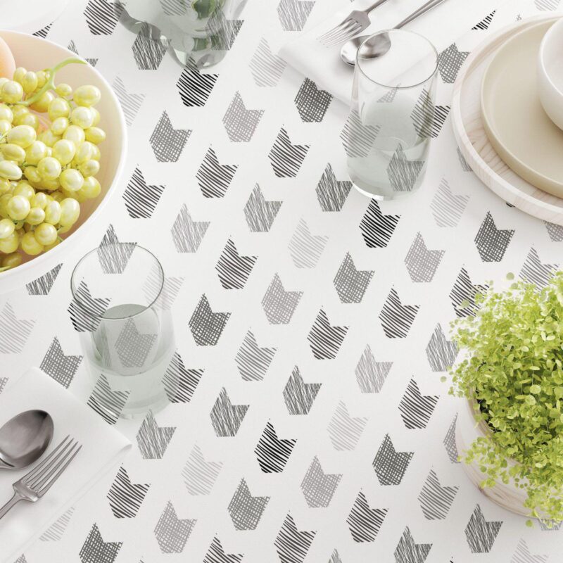 Square Tablecloth, 100% Polyester, 60x60 , Grey Geometric Arrows - Image 3
