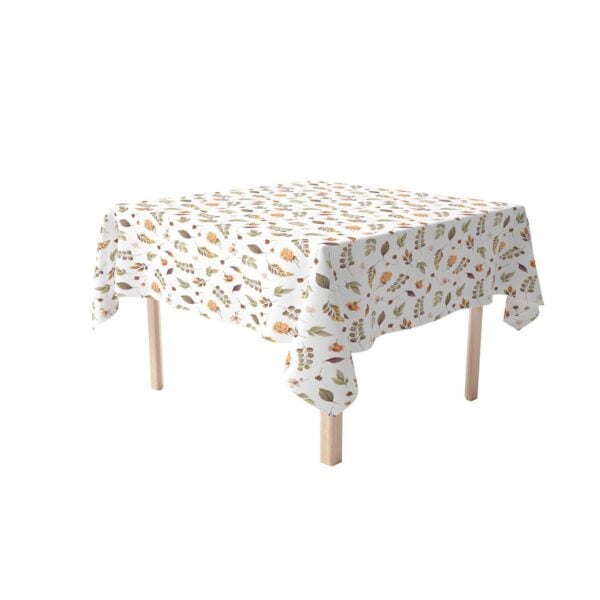 Square Tablecloth, 100% Polyester, 70x70 , Falling Leaves and Flowers