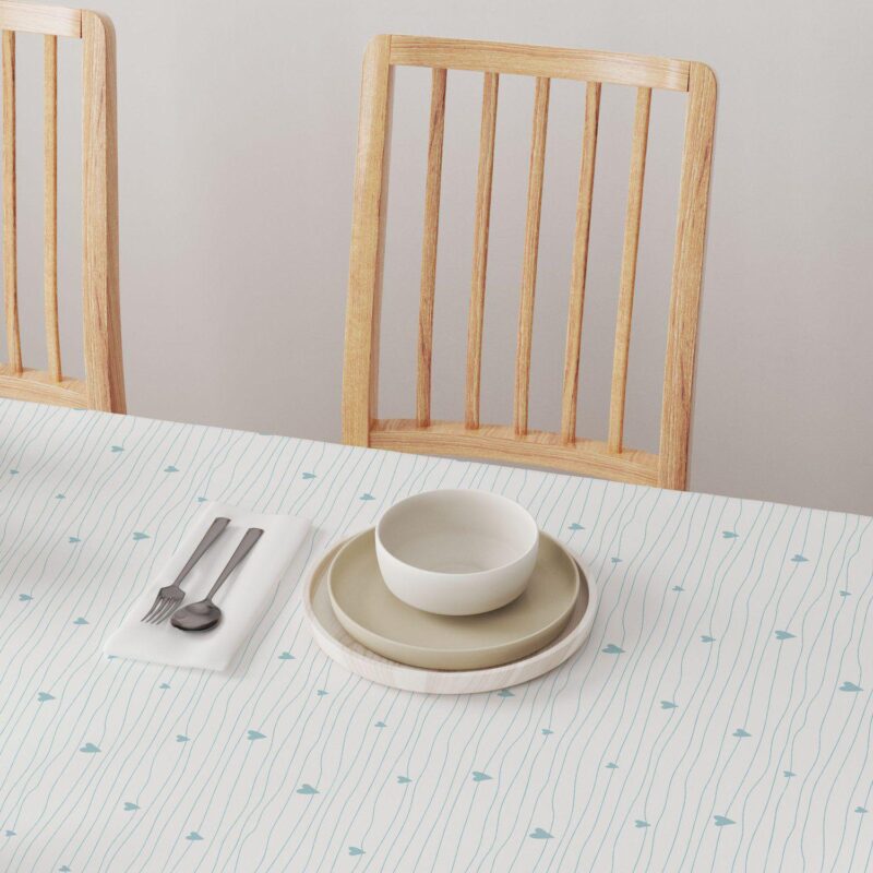 Square Tablecloth, 100% Cotton, 60x60 , Blue Hearts and Stripes - Image 4