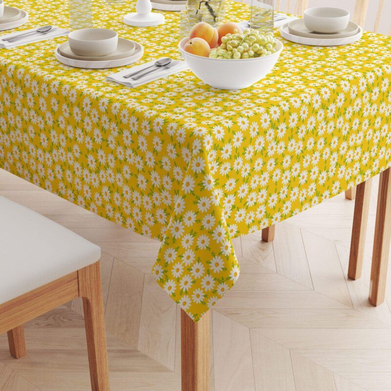 Square Tablecloth, 100% Polyester, 70x70 , Daisy Floral Design - Image 2
