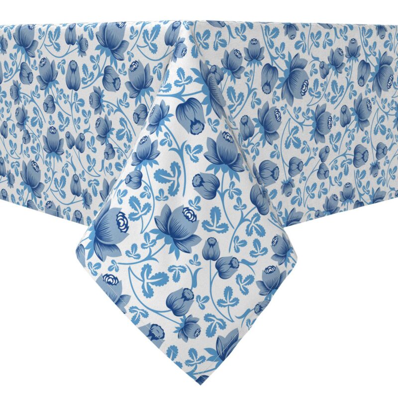 Square Tablecloth, 100% Cotton, 60x60 , Rose Petals Blue