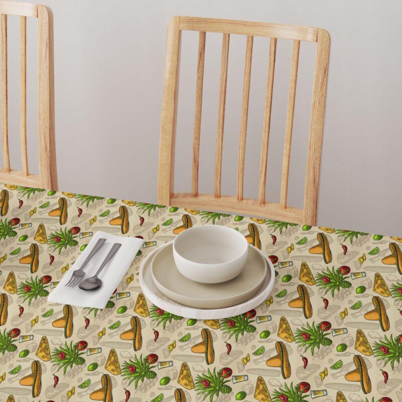 Square Tablecloth, 100% Cotton, 60x60 , Fiesta Time - Image 4